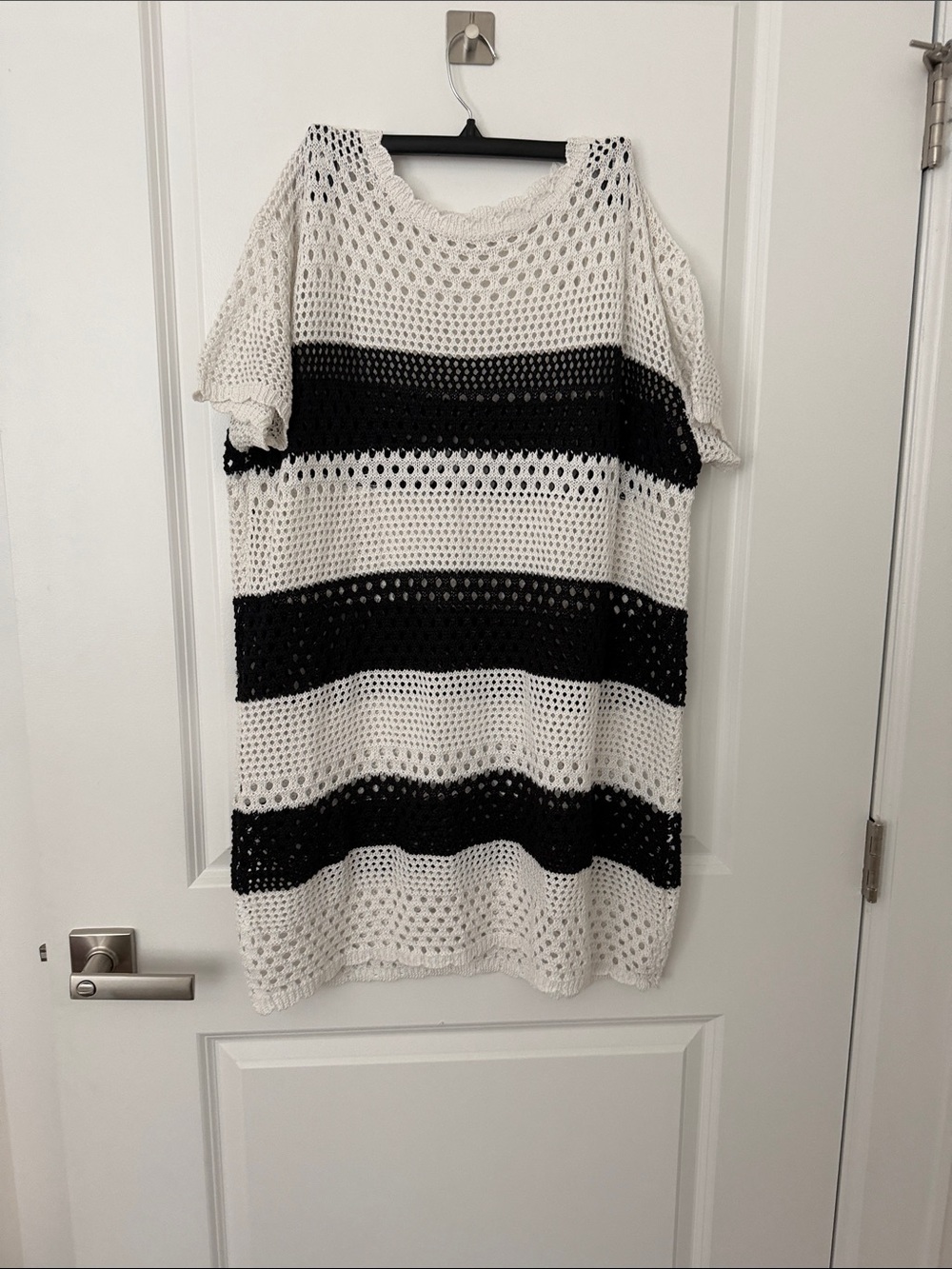 Striped Crochet Knit Women's Swim Coverup